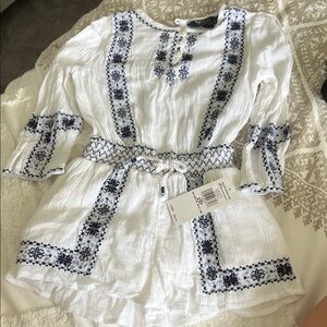 Polo by Ralph Lauren White and Navy Kids Blouse bin 1